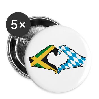 Jamaïque Bavière Mains Forme Coeur - Lot de 5 grands badges (56 mm) - blanc - Devant