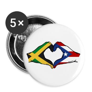 Jamaica Puerto Rico Hands Heart Shape - Buttons large 2.2''/56 mm (5-pack) - white - Front