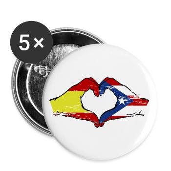 Espagne Porto Rico Mains Coeur Forme Utilisé - Lot de 5 grands badges (56 mm) - blanc - Devant