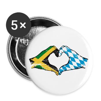 Jamaïque Bavière Mains Forme Coeur Utilisé - Lot de 5 grands badges (56 mm) - blanc - Devant