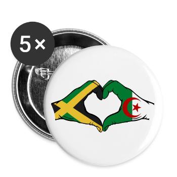 Jamaica Algeria Hands Heart Shape - Buttons large 2.2''/56 mm (5-pack) - white - Front