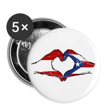 Österreich Puerto Rico Hände Herzform used - Buttons groß 56 mm (5er Pack) - Weiß - Vorne