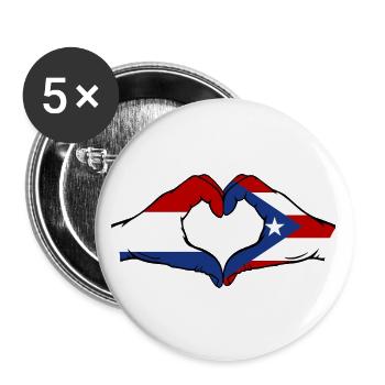 Holland Puerto Rico Hands Heart Shape - Buttons large 2.2''/56 mm (5-pack) - white - Front