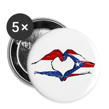 Holland Puerto Rico Hände Herzform used - Buttons groß 56 mm (5er Pack) - Weiß - Vorne