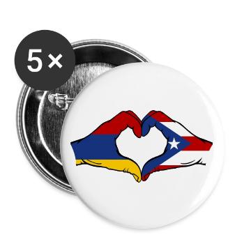 Arménie Porto Rico Mains Forme de Coeur - Lot de 5 grands badges (56 mm) - blanc - Devant
