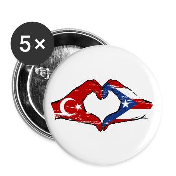 Turkey Puerto Rico Hands Heart Shape Used - Buttons large 2.2''/56 mm (5-pack) - white - Front