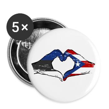 Estonie Porto Rico Mains Coeur Forme Utilisé - Lot de 5 grands badges (56 mm) - blanc - Devant