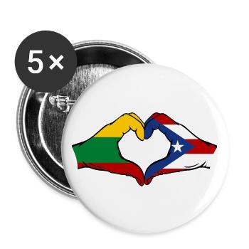 Lituanie Porto Rico Mains Forme de Coeur - Lot de 5 grands badges (56 mm) - blanc - Devant