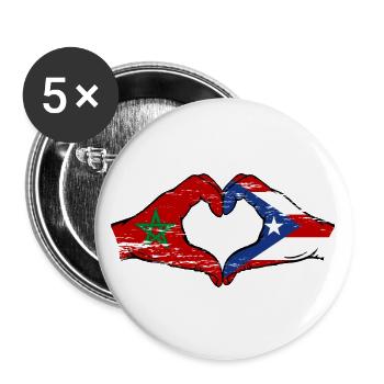 Maroc Porto Rico Mains Forme Coeur Utilisé - Lot de 5 grands badges (56 mm) - blanc - Devant