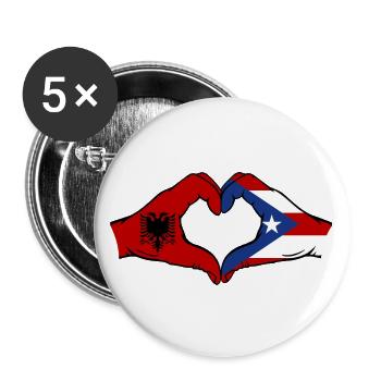 Albanien Puerto Rico Hände Herzform - Buttons groß 56 mm (5er Pack) - Weiß - Vorne