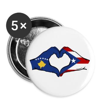 Kosovo Puerto Rico Hände Herzform - Buttons groß 56 mm (5er Pack) - Weiß - Vorne