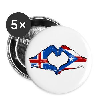 Iceland Puerto Rico Hands Heart Shape Used - Buttons large 2.2''/56 mm (5-pack) - white - Front