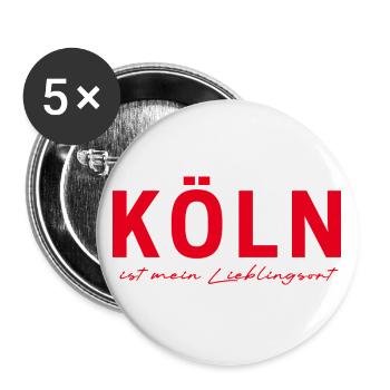Köln T-Shirt – Domstadt Liebe - Buttons groß 56 mm (5er Pack) - Weiß - Vorne