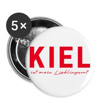Kiel T-Shirt – Parfait pour les vrais fans - Lot de 5 grands badges (56 mm) - blanc - Devant