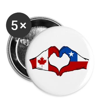 Canada Chile Flag Hands Heart Shape - Buttons large 2.2''/56 mm (5-pack) - white - Front