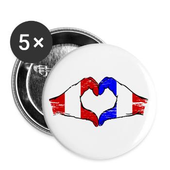 Peru France Hands Heart Shape Used - Buttons large 2.2''/56 mm (5-pack) - white - Front