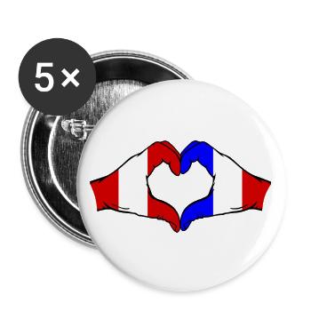 Peru France Hands Heart Shape - Buttons large 2.2''/56 mm (5-pack) - white - Front