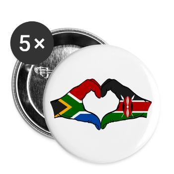South Africa Kenya Flag Hands Heart - Buttons large 2.2''/56 mm (5-pack) - white - Front