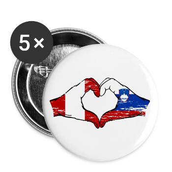 Peru Slovenia flag hands heart shape used - Buttons large 2.2''/56 mm (5-pack) - white - Front