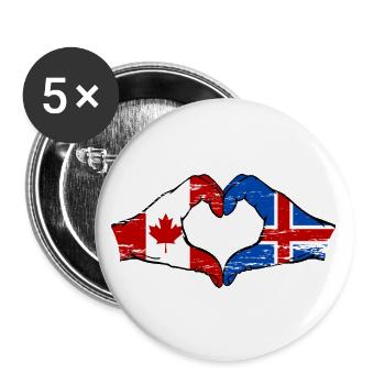 Canada Iceland Flag Hands Heart Shape Used - Buttons large 2.2''/56 mm (5-pack) - white - Front