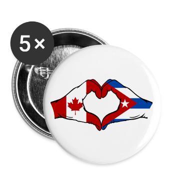 Kanada Kuba Flagge Hände Herzform - Buttons groß 56 mm (5er Pack) - Weiß - Vorne