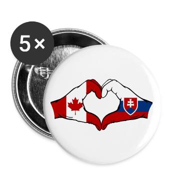 Canada Slovakia Flag Hands Heart Shape - Buttons large 2.2''/56 mm (5-pack) - white - Front