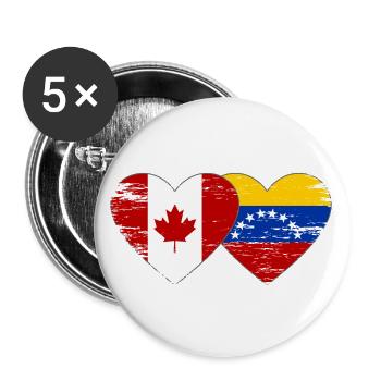 Canada Venezuela flag heart used - Buttons large 2.2''/56 mm (5-pack) - white - Front