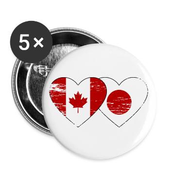 Canada Japan Flag Heart Used - Buttons large 2.2''/56 mm (5-pack) - white - Front