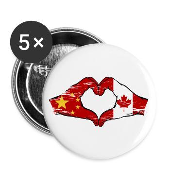 China Canada Flag Hands Heart Shape Used - Buttons large 2.2''/56 mm (5-pack) - white - Front