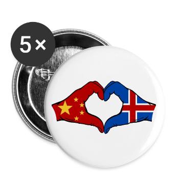 China Iceland Flag Hands Heart Shape - Buttons large 2.2''/56 mm (5-pack) - white - Front