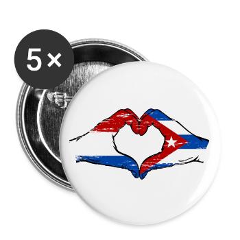 Holland Cuba flag hands heart shape used - Buttons large 2.2''/56 mm (5-pack) - white - Front