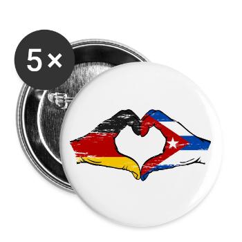 Allemagne Cuba Drapeau Mains Coeur Forme Utilisé - Lot de 5 grands badges (56 mm) - blanc - Devant
