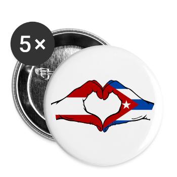 Österreich Kuba Flagge Hände Herzform - Buttons groß 56 mm (5er Pack) - Weiß - Vorne