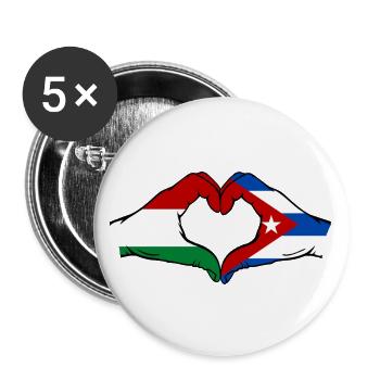 Ungarn Kuba Flagge Hände Herzform - Buttons groß 56 mm (5er Pack) - Weiß - Vorne