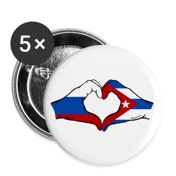 Russland Kuba Flagge Hände Herzform - Buttons groß 56 mm (5er Pack) - Weiß - Vorne