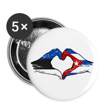 Estland Kuba Flagge Hände Herzform used - Buttons groß 56 mm (5er Pack) - Weiß - Vorne