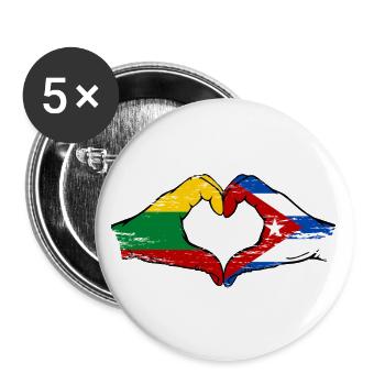 Lithuania Cuba Flag Hands Heart Shape Used - Buttons large 2.2''/56 mm (5-pack) - white - Front