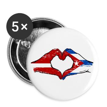 Latvia Cuba Flag Hands Heart Shape Used - Buttons large 2.2''/56 mm (5-pack) - white - Front