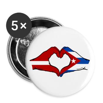 Latvia Cuba Flag Hands Heart Shape - Buttons large 2.2''/56 mm (5-pack) - white - Front