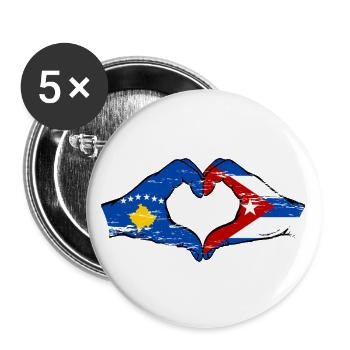 Kosovo Kuba Flagge Hände Herzform used - Buttons groß 56 mm (5er Pack) - Weiß - Vorne