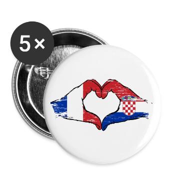 France Croatia Flag Hands Heart Shape Used - Buttons large 2.2''/56 mm (5-pack) - white - Front