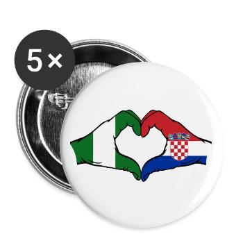 Nigeria France Flag Hands Heart Shape - Buttons large 2.2''/56 mm (5-pack) - white - Front
