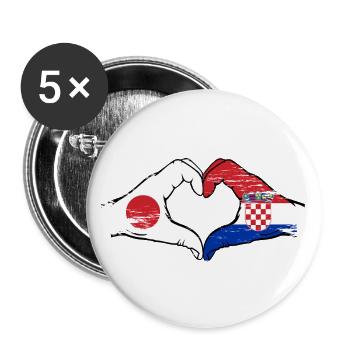 Japan Croatia Flag Hands Heart Shape Used - Buttons large 2.2''/56 mm (5-pack) - white - Front