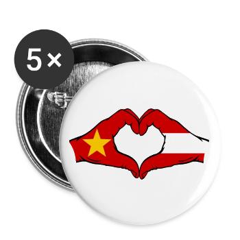 Vietnam Austria Flag Hands Heart Shape - Buttons large 2.2''/56 mm (5-pack) - white - Front