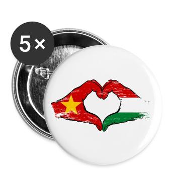 Vietnam Hongrie Drapeau Mains Coeur Forme Utilisé - Lot de 5 grands badges (56 mm) - blanc - Devant