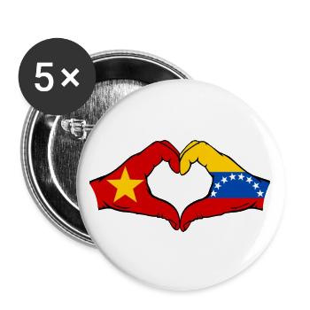 Vietnam Venezuela Flag Hands Heart Shape - Buttons large 2.2''/56 mm (5-pack) - white - Front