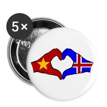 Vietnam Island Flagge Hände Herzform - Buttons groß 56 mm (5er Pack) - Weiß - Vorne
