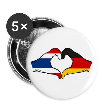Thaïlande Allemagne Drapeau Mains Coeur Forme - Lot de 5 grands badges (56 mm) - blanc - Devant