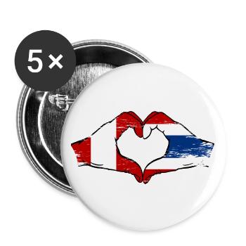 Peru Thailand flag hands heart shape used - Buttons large 2.2''/56 mm (5-pack) - white - Front