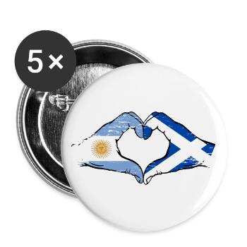 Argentina Scotland flag hands heart shape used - Buttons large 2.2''/56 mm (5-pack) - white - Front